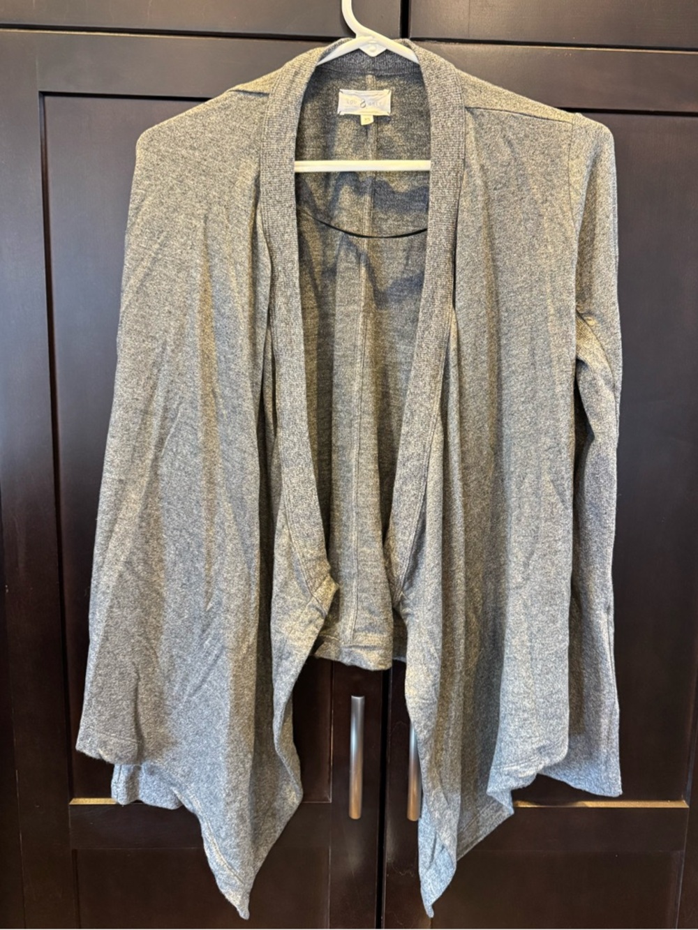 Lou & Grey Light Heather Gray Open Drape Cardigan